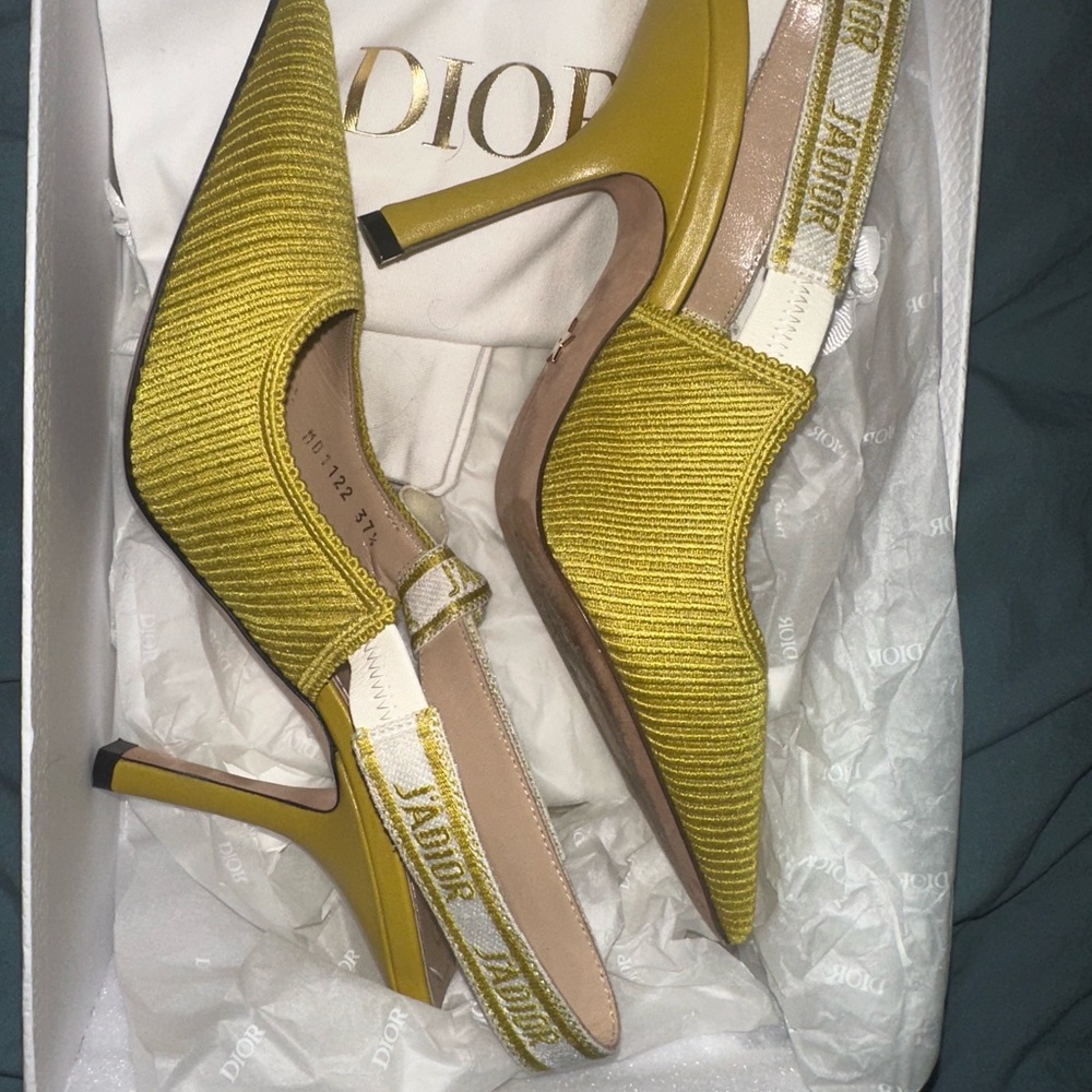 Dior Yellow Stiletto Heels with Textured Finish 37.5 size